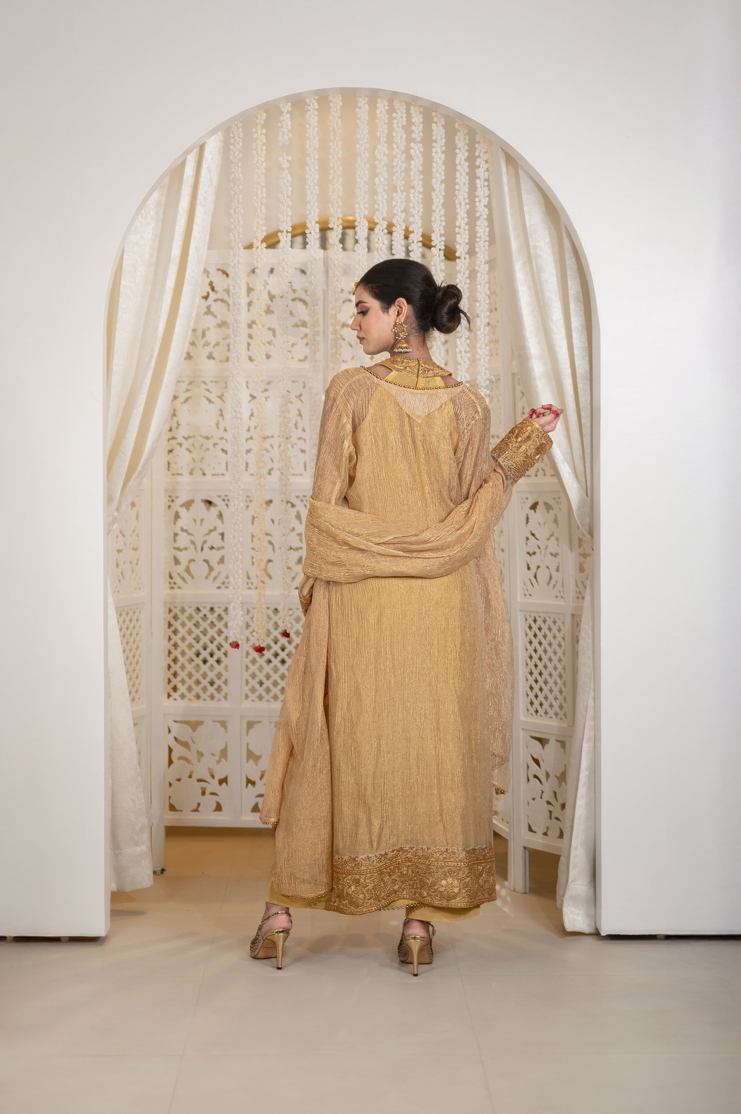 Golden Crushed Tissue Suit