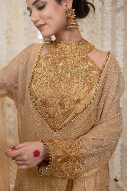 Golden Crushed Tissue Suit