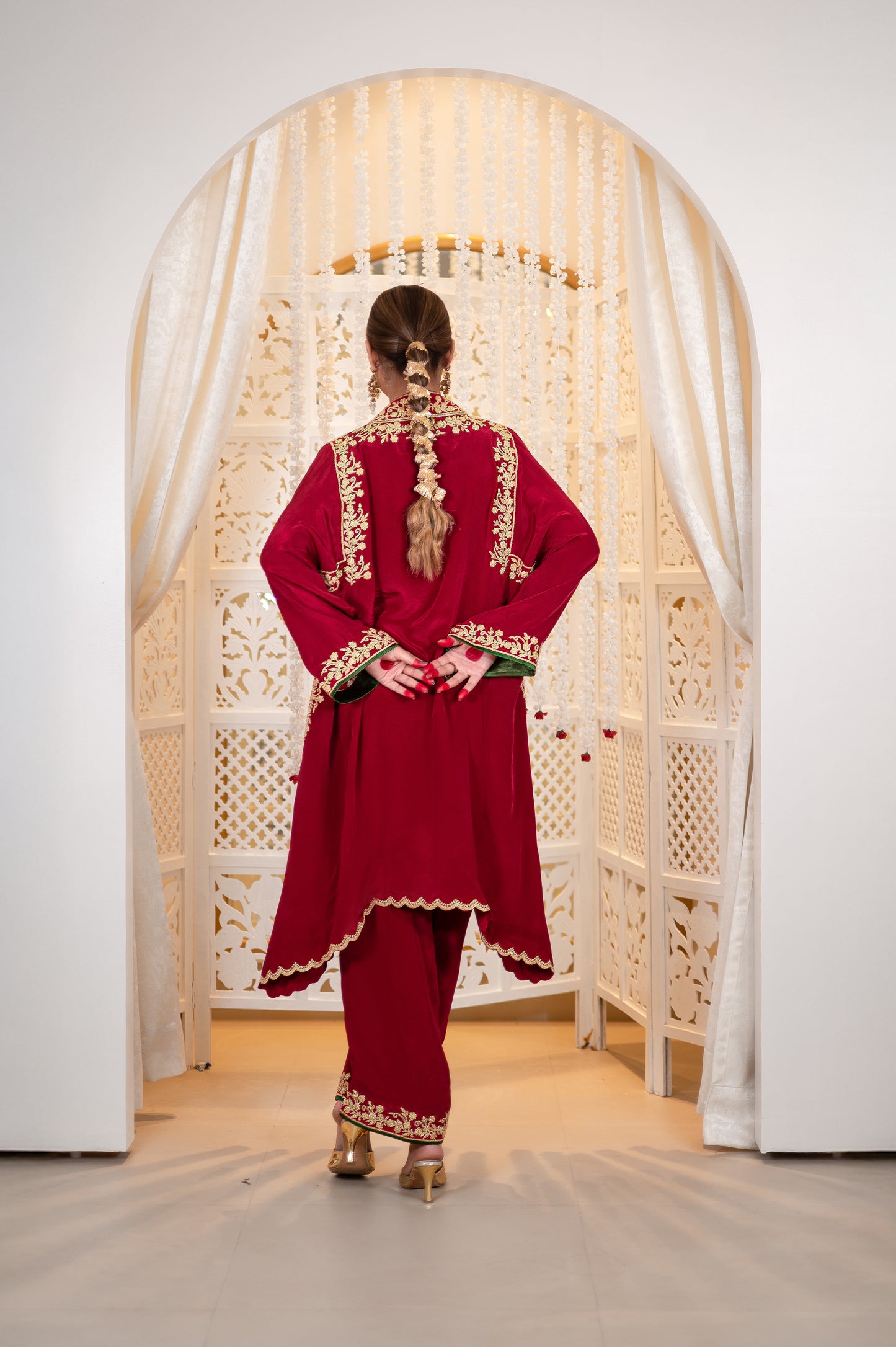 Cherry Red Shoulder Phiran Pants