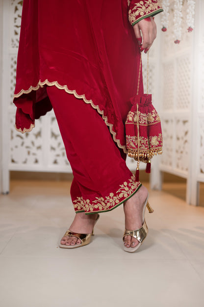 Cherry Red Shoulder Phiran Pants
