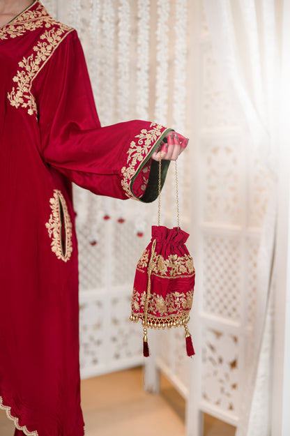 Cherry Red Shoulder Phiran Pants