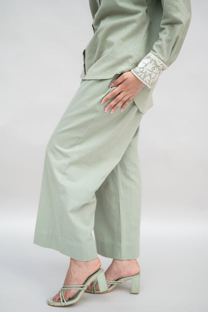 Light Green Khadi Cotton Co-ord Set