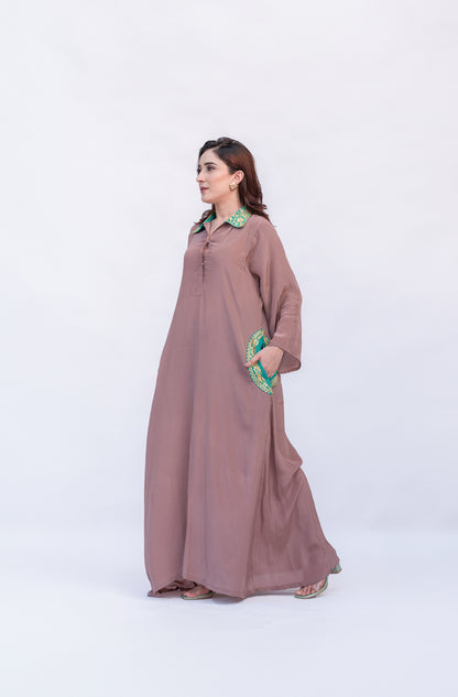 Dull Purple Crepe Long Kurta