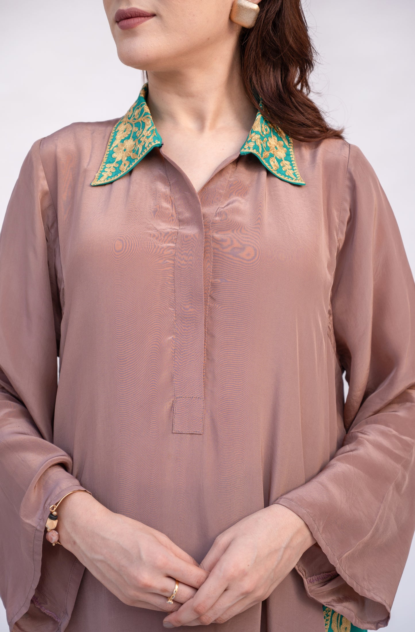 Dull Purple Crepe Long Kurta