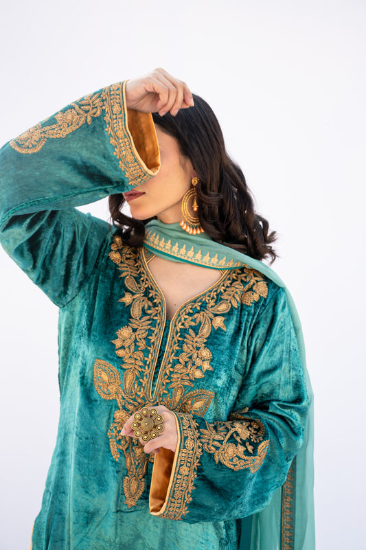 Teal shaneel heavy tilla suit