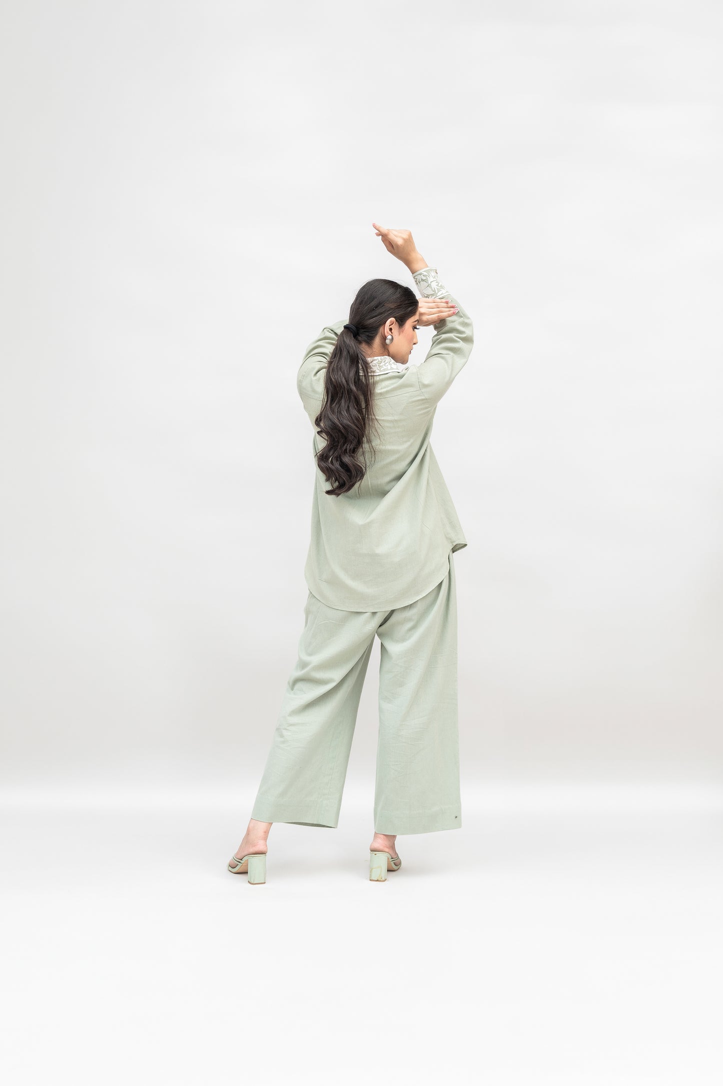 Light Green Khadi Cotton Co-ord Set