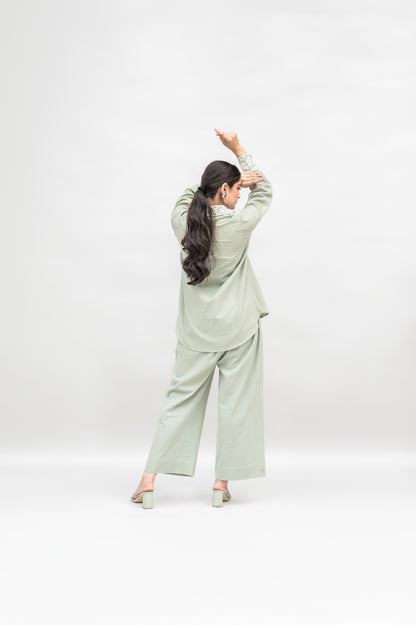 Light Green Khadi Cotton Co-ord Set