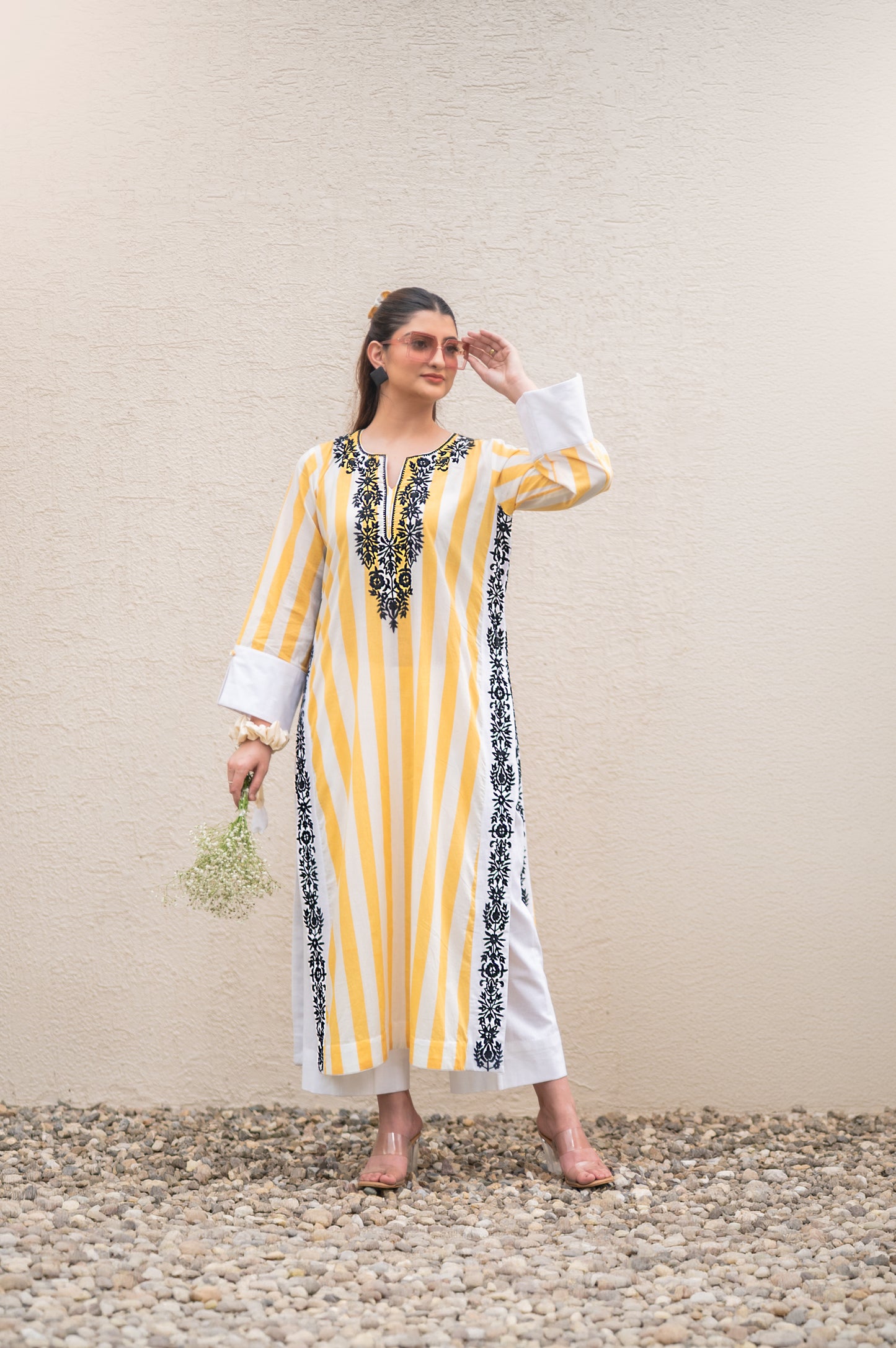 Yellow Stripes Kurta Set