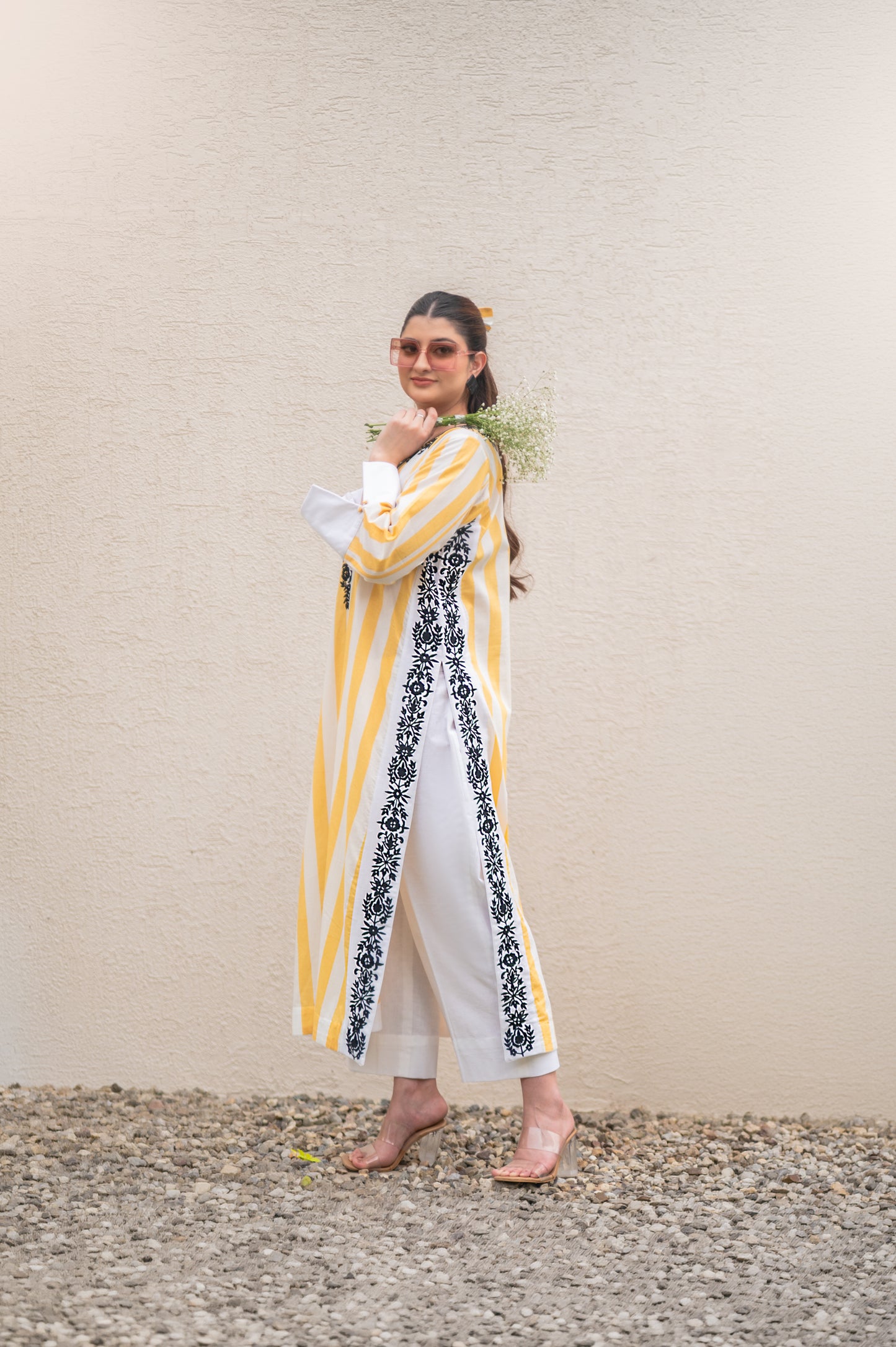 Yellow Stripes Kurta Set