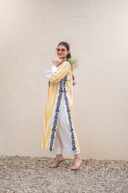 Yellow Stripes Kurta Set