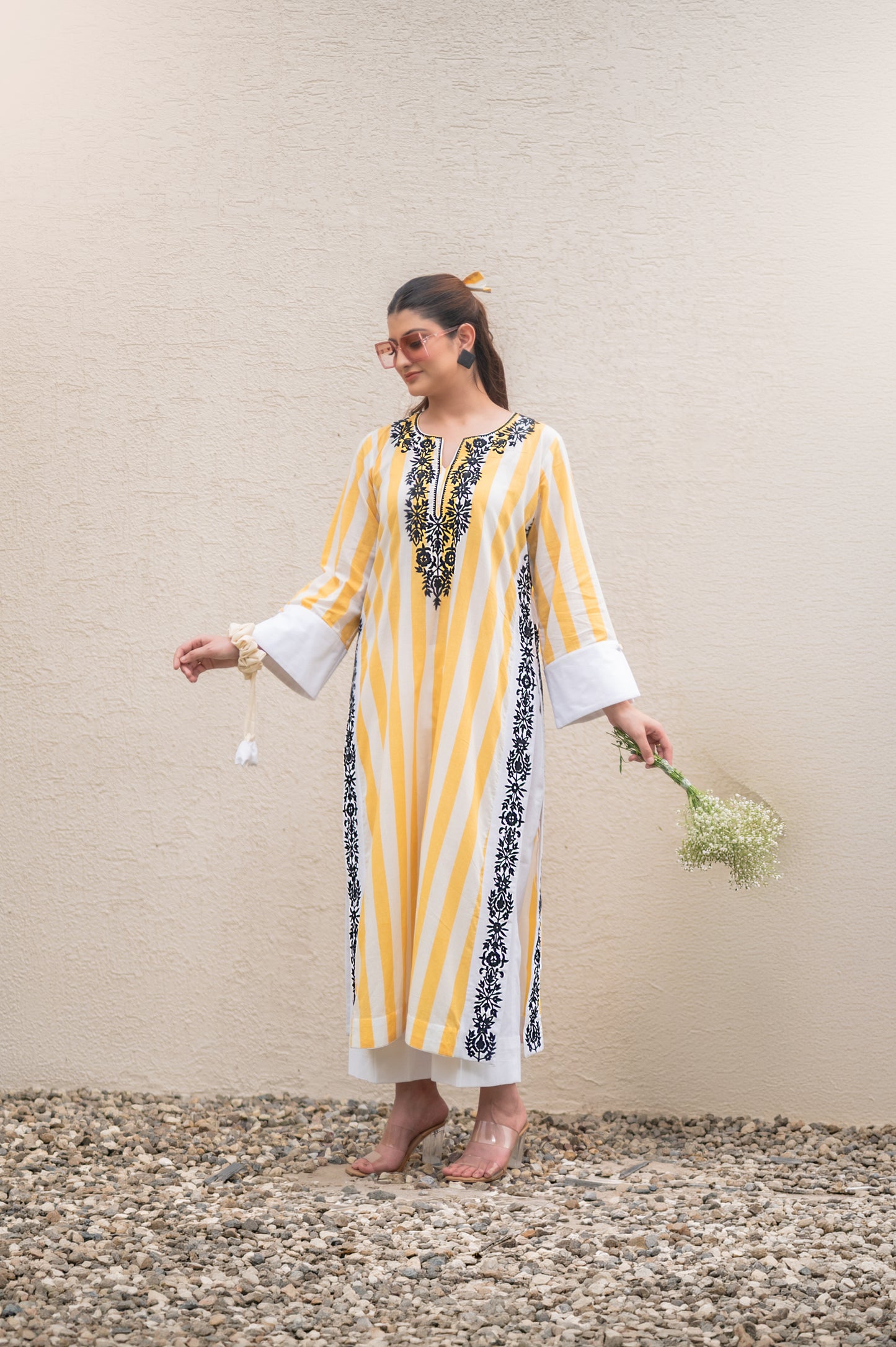 Yellow Stripes Kurta Set