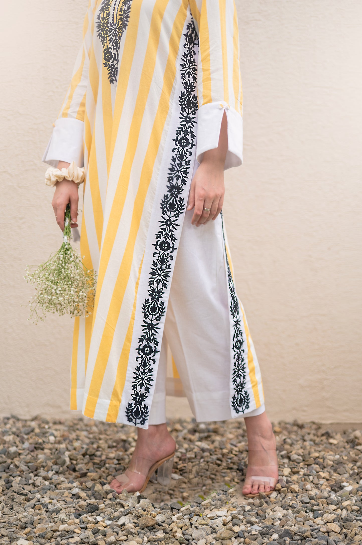 Yellow Stripes Kurta Set