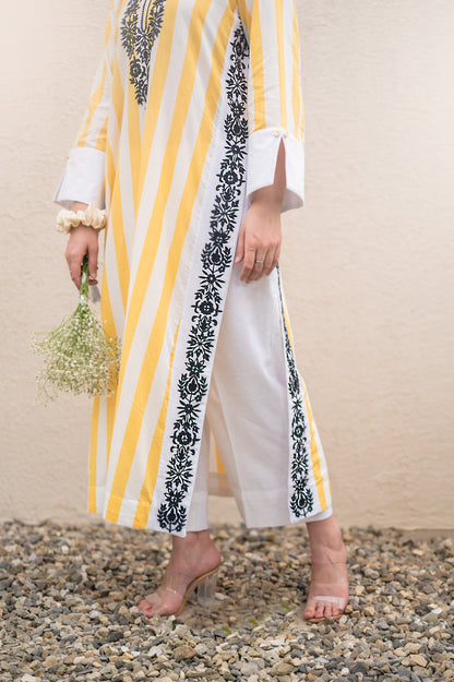 Yellow Stripes Kurta Set