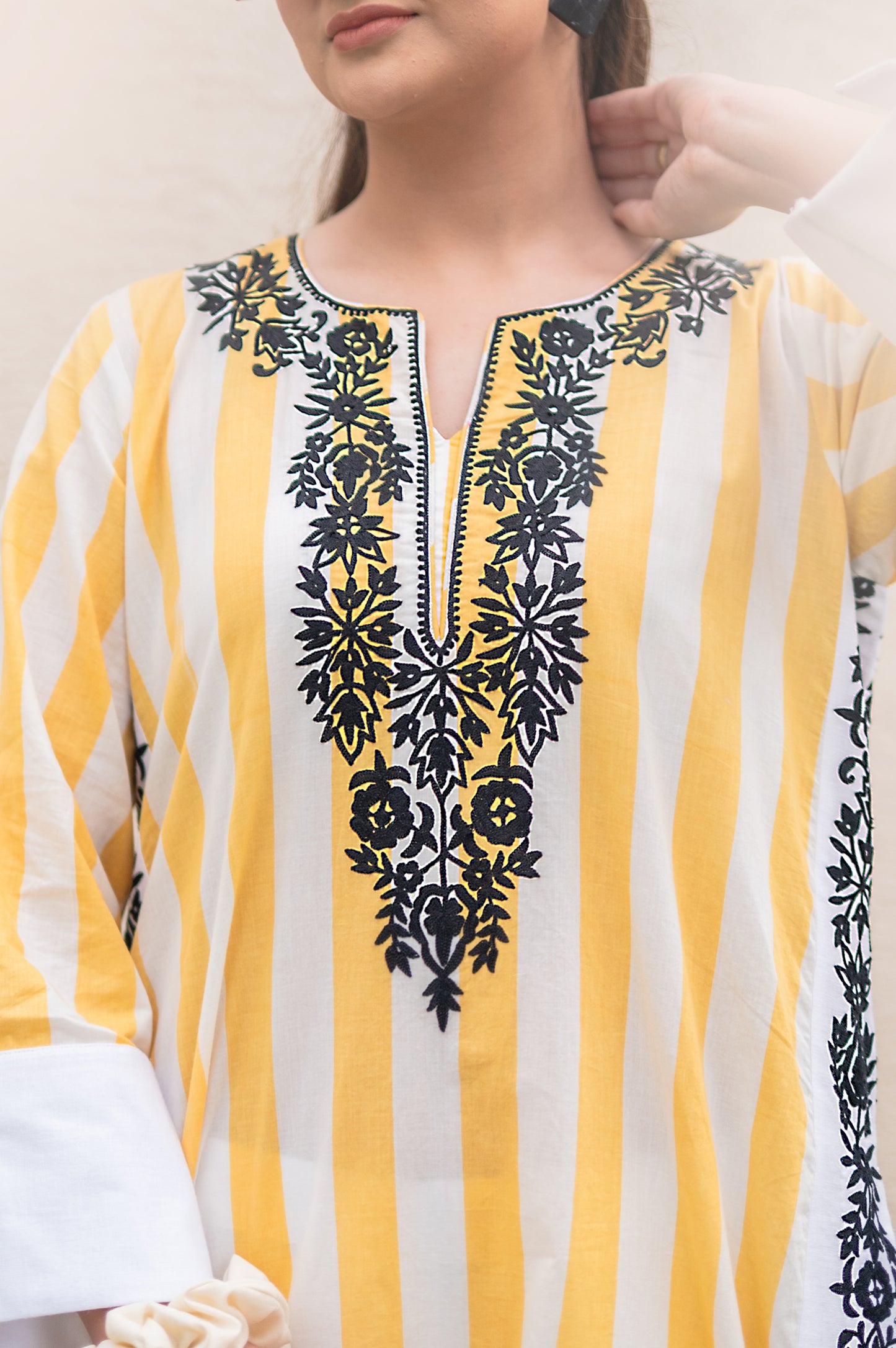 Yellow Stripes Kurta Set