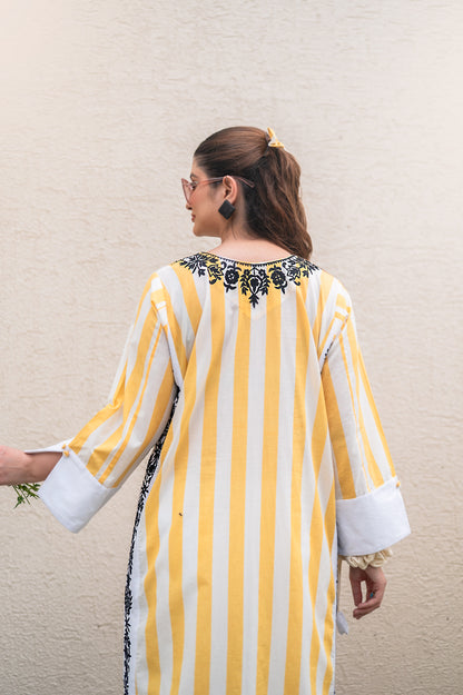 Yellow Stripes Kurta Set