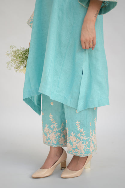 Turquoise Blue Linen Co-ord Set