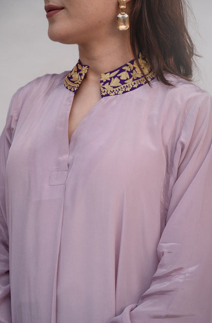 Lavender Crepe Long Kurta