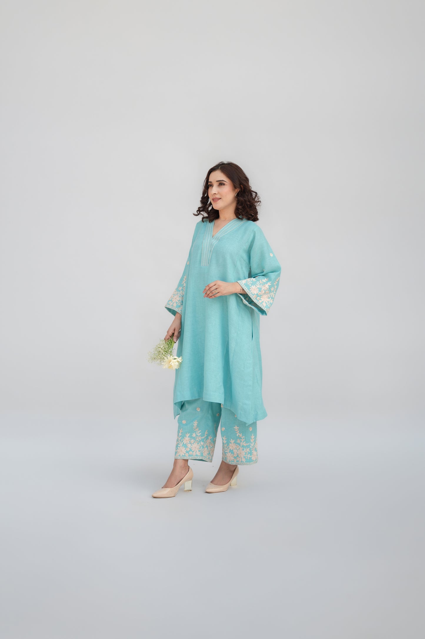 Turquoise Blue Linen Co-ord Set