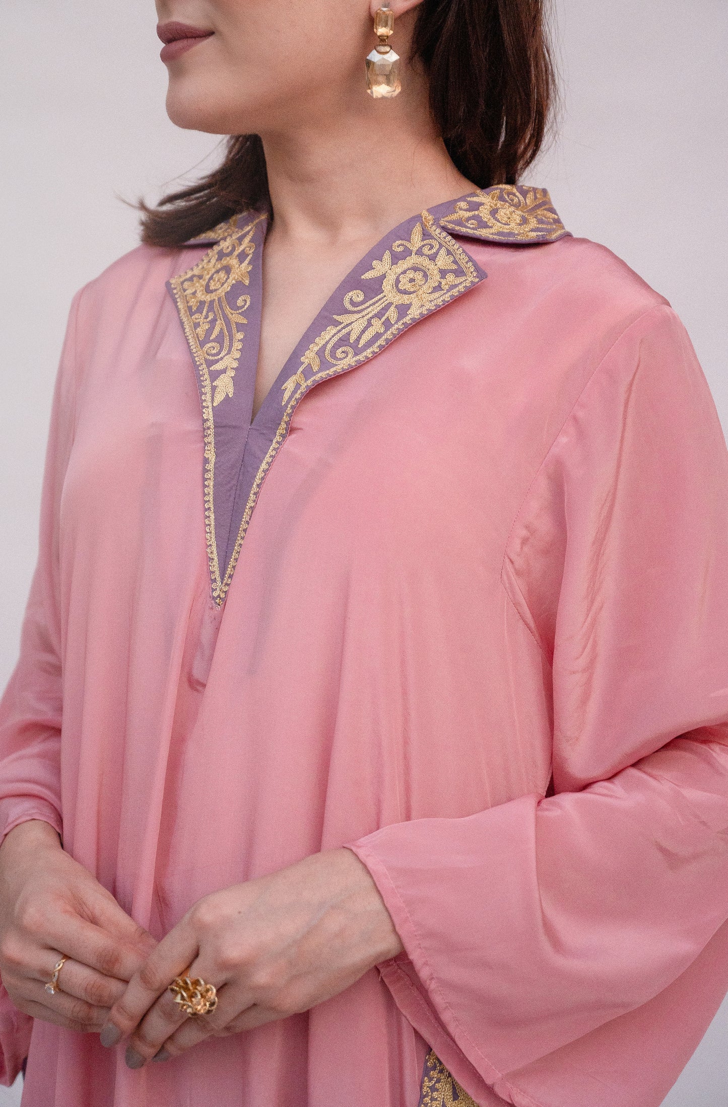 Light Pink Crepe Long Kurta