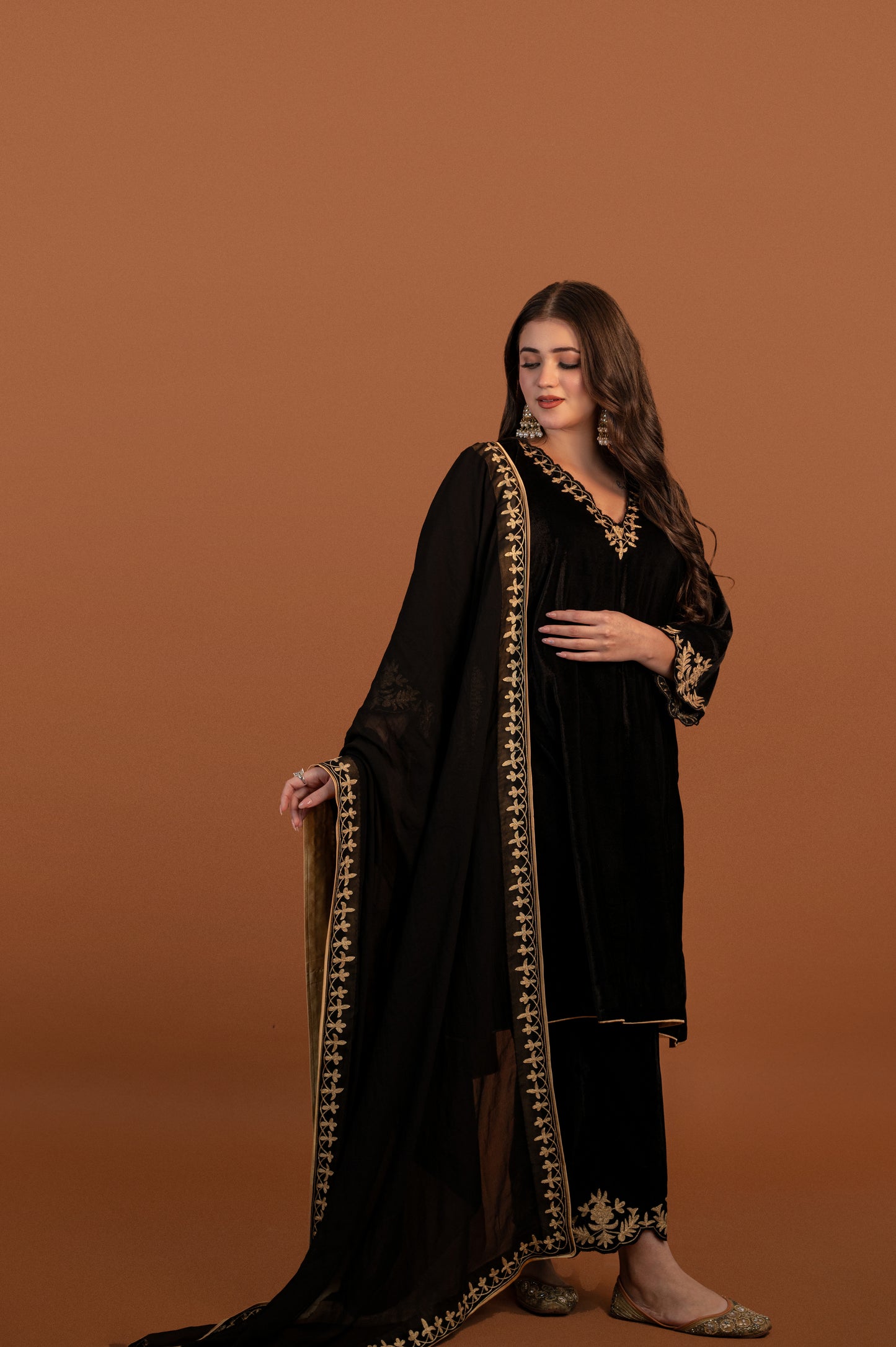 Black Velvet Aari Tilla Suit