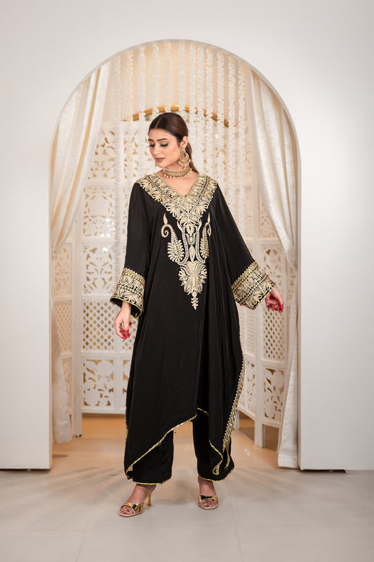 Black Crepe Kaftan Set