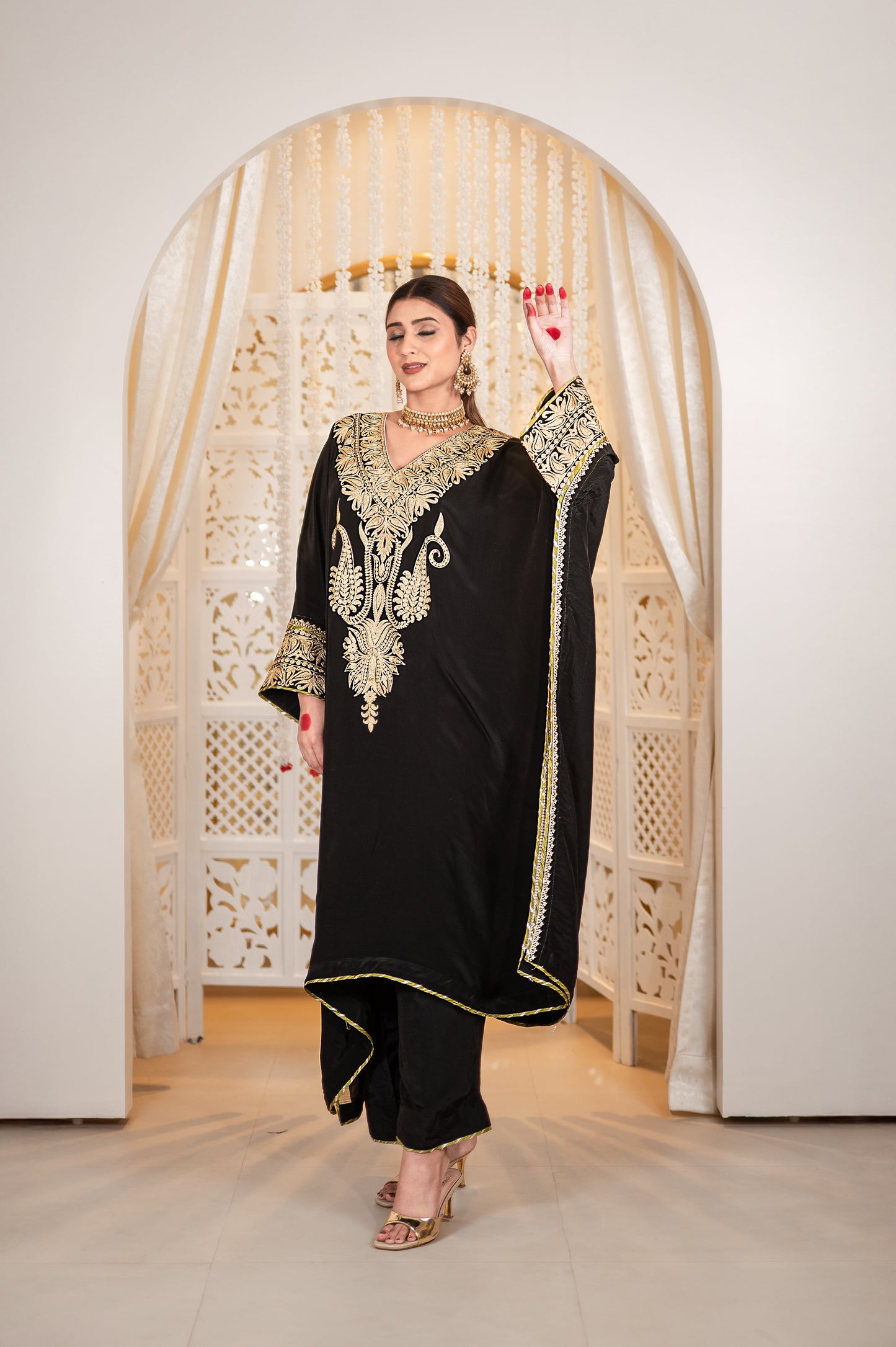 Black Crepe Kaftan Set