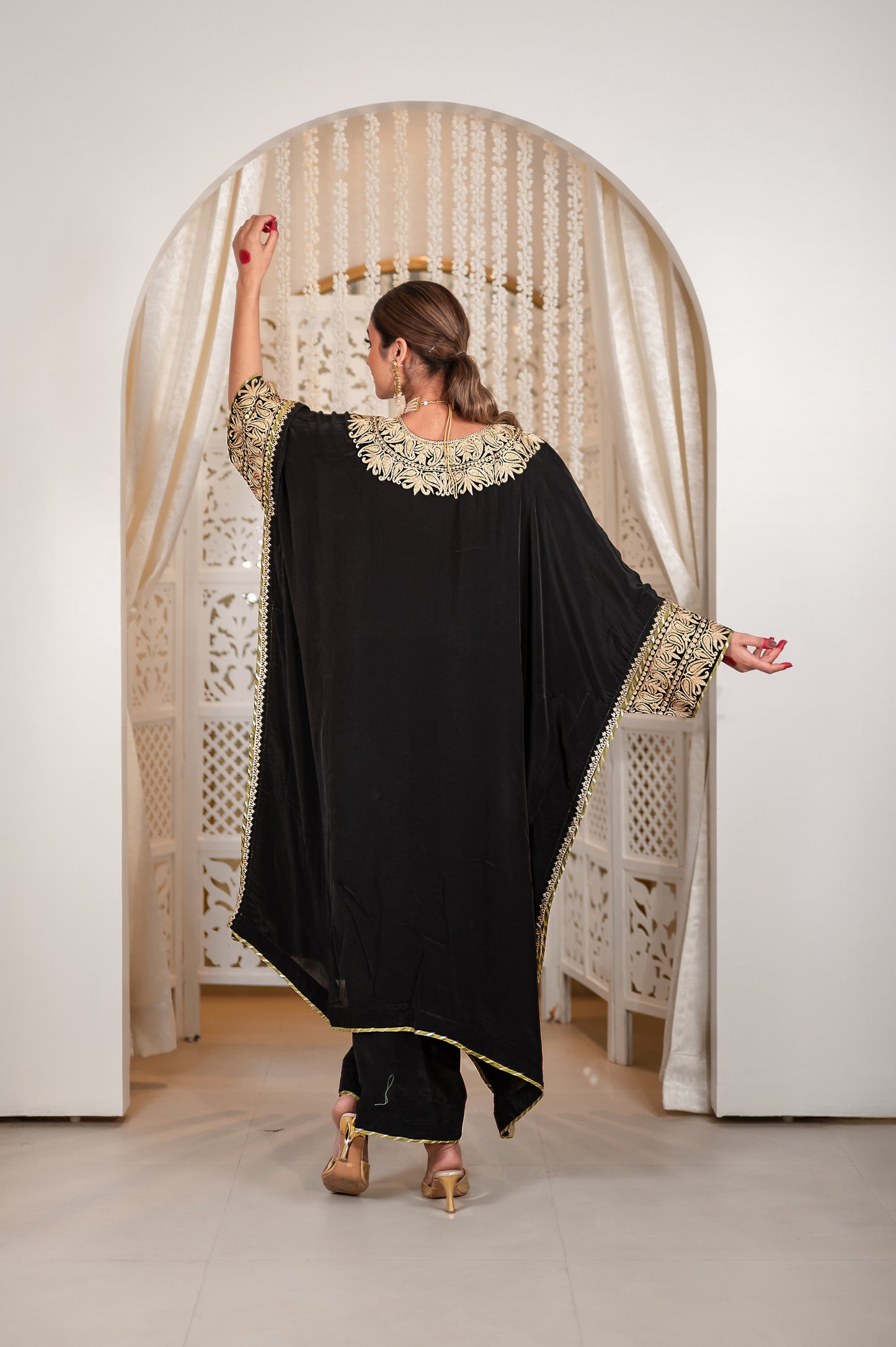 Black Crepe Kaftan Set