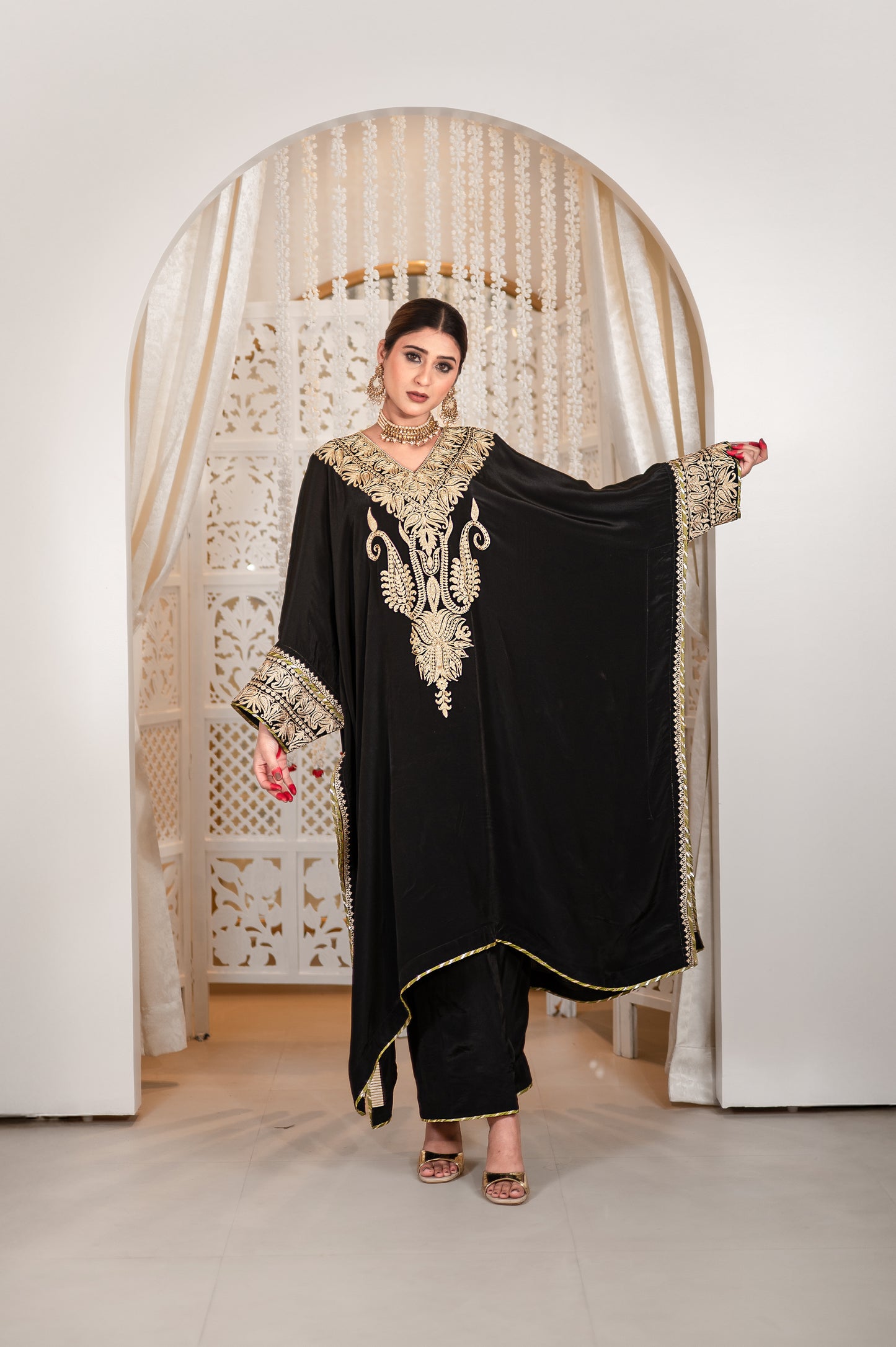 Black Crepe Kaftan Set