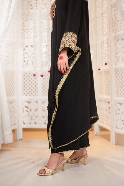 Black Crepe Kaftan Set