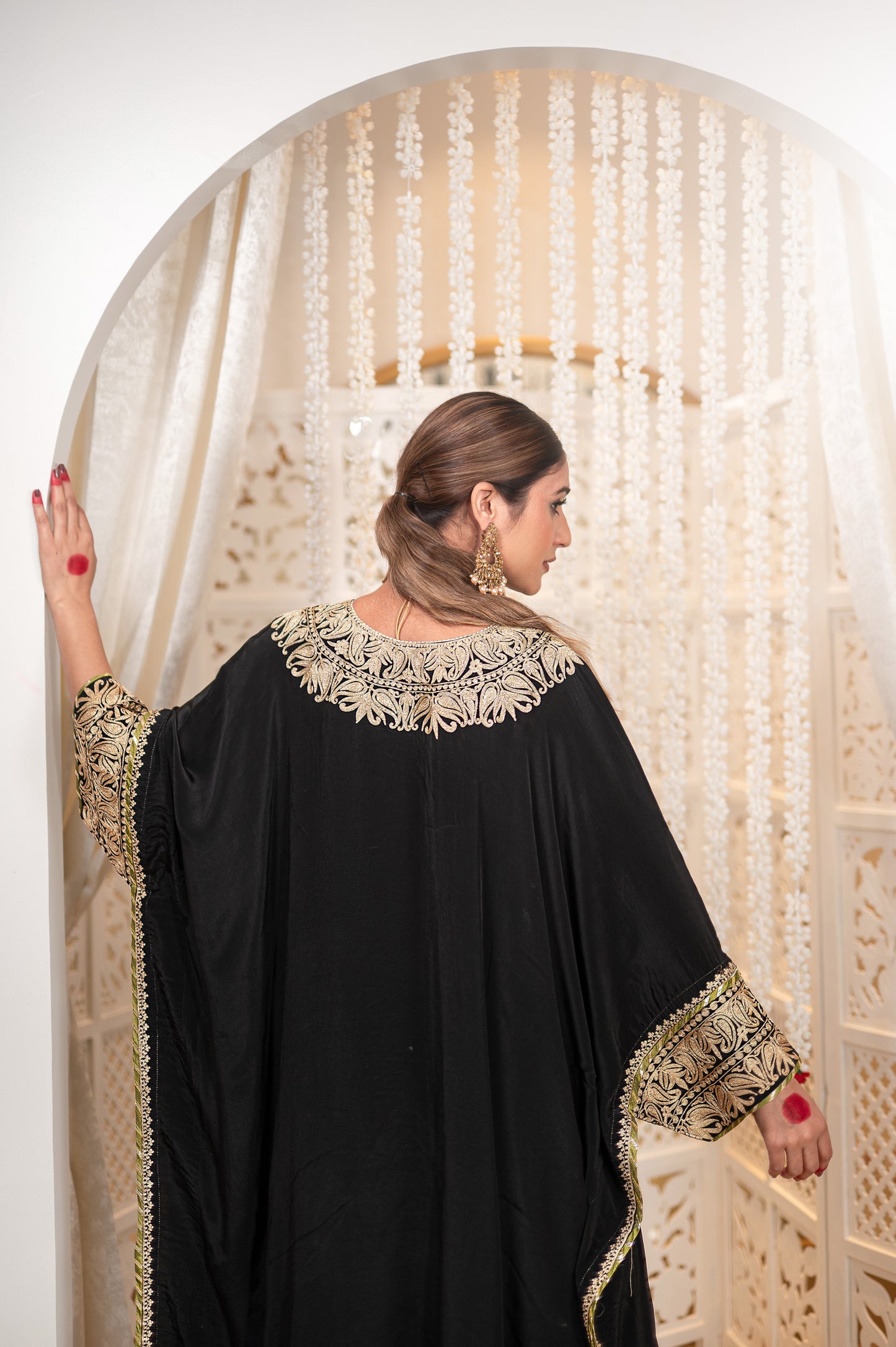 Black Crepe Kaftan Set