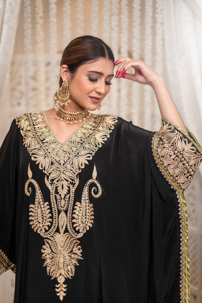 Black Crepe Kaftan Set