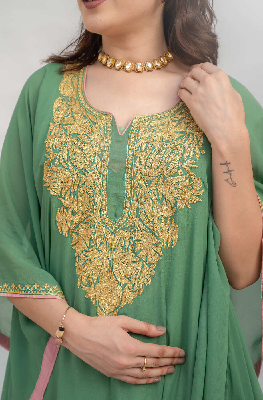 Sage Green Georgette Kaftan