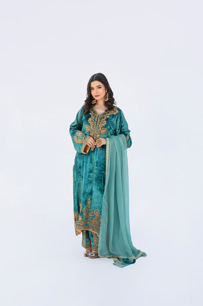 Teal shaneel heavy tilla suit