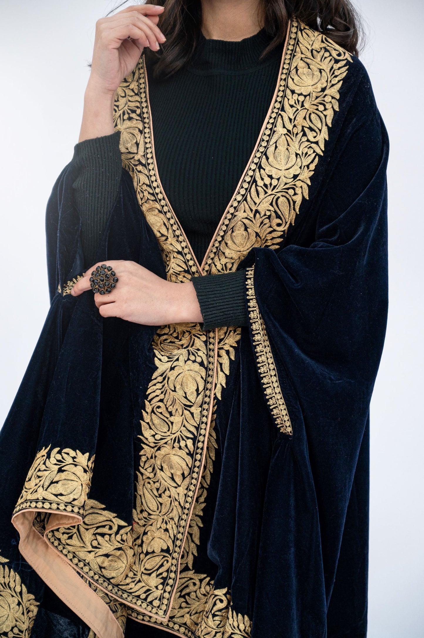 Navy Blue Velvet Cape