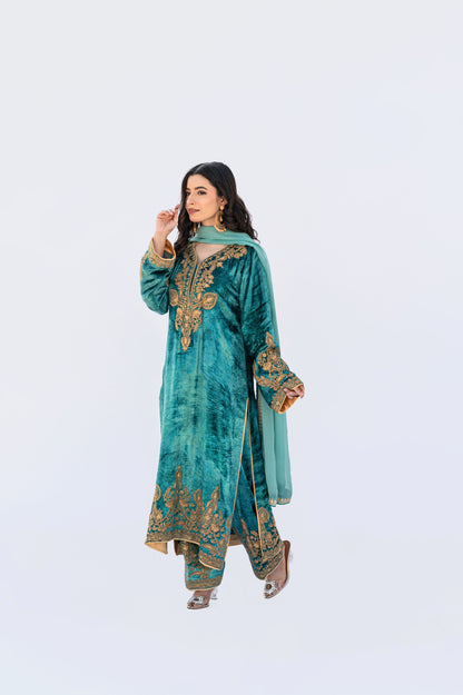 Teal shaneel heavy tilla suit