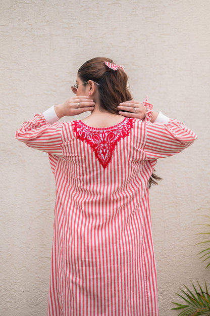 Red Stripes Kurta Set