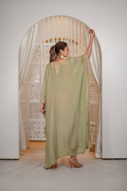 Mint Crushed Tissue Kaftan
