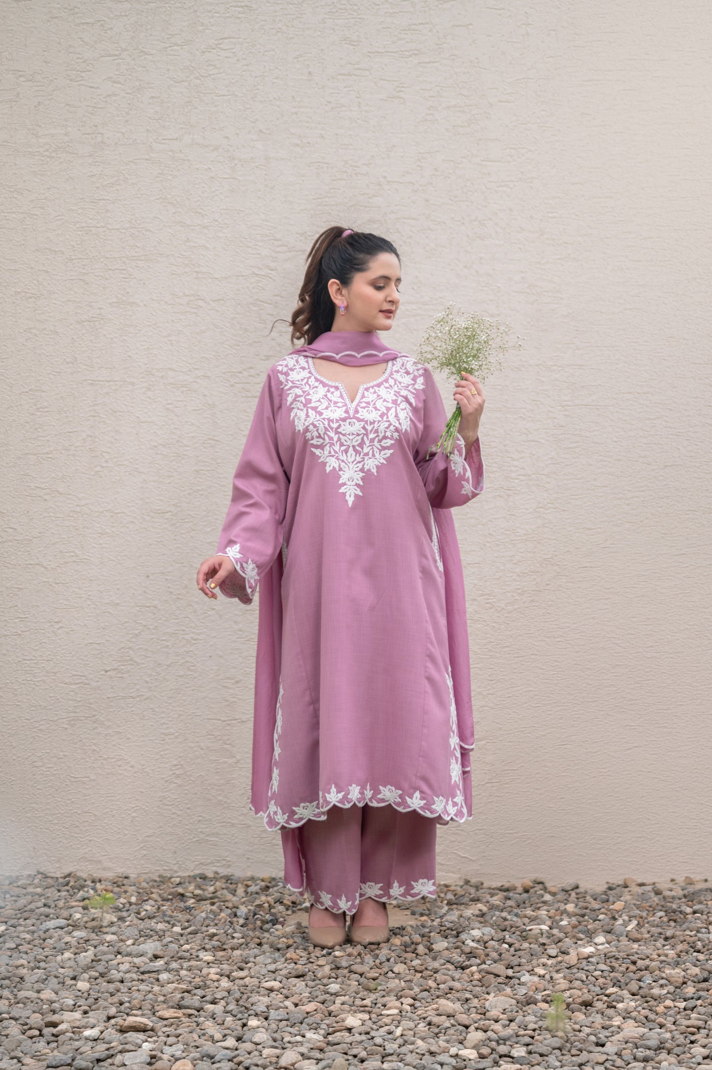 Mauve Pink Cotton Suit