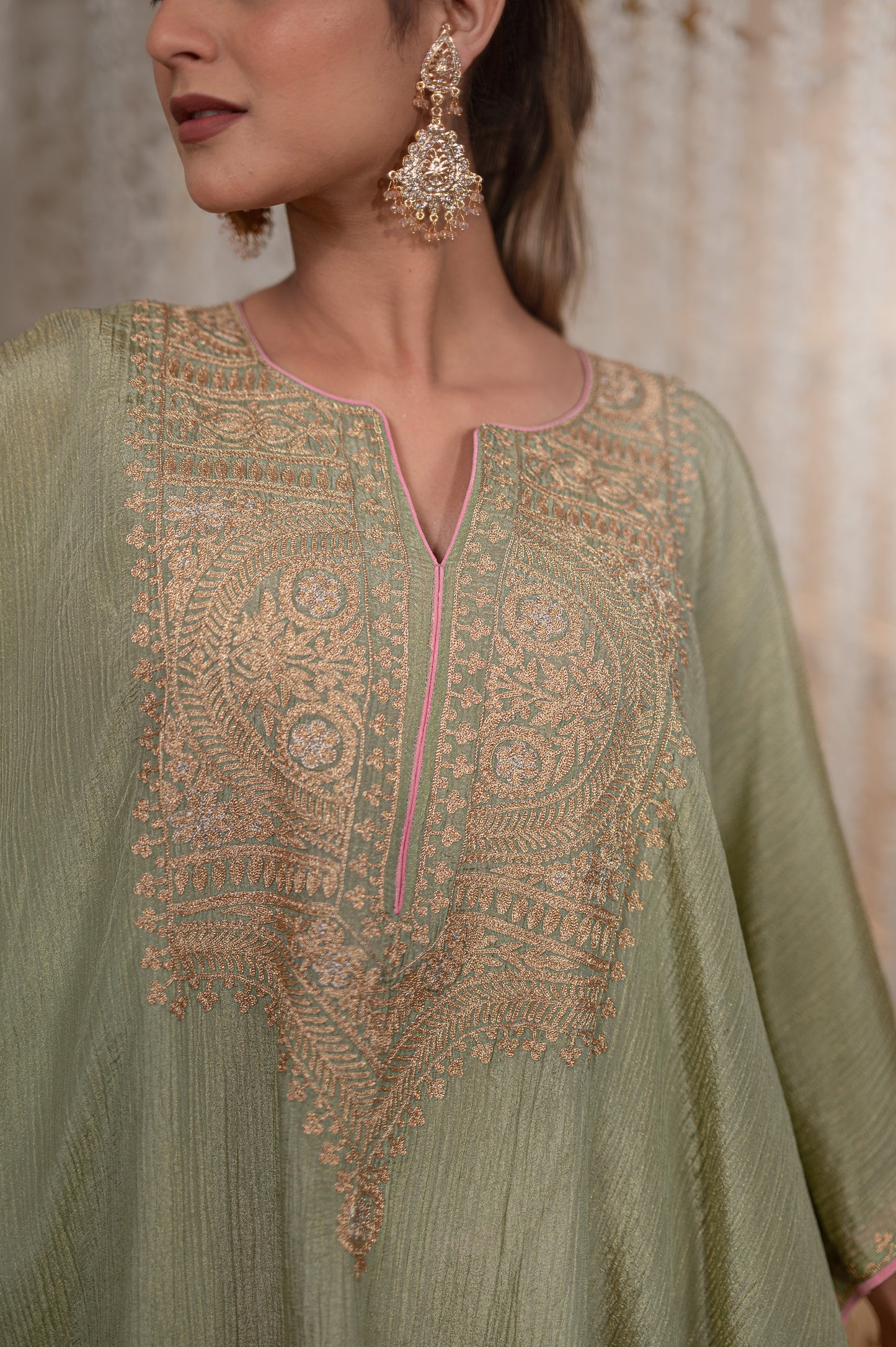 Mint Crushed Tissue Kaftan