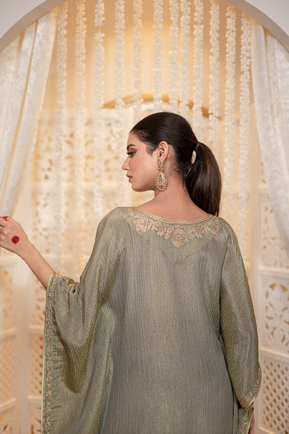 Grey Crushed Tissue Kaftan
