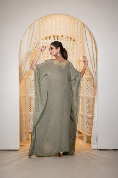 Grey Crushed Tissue Kaftan