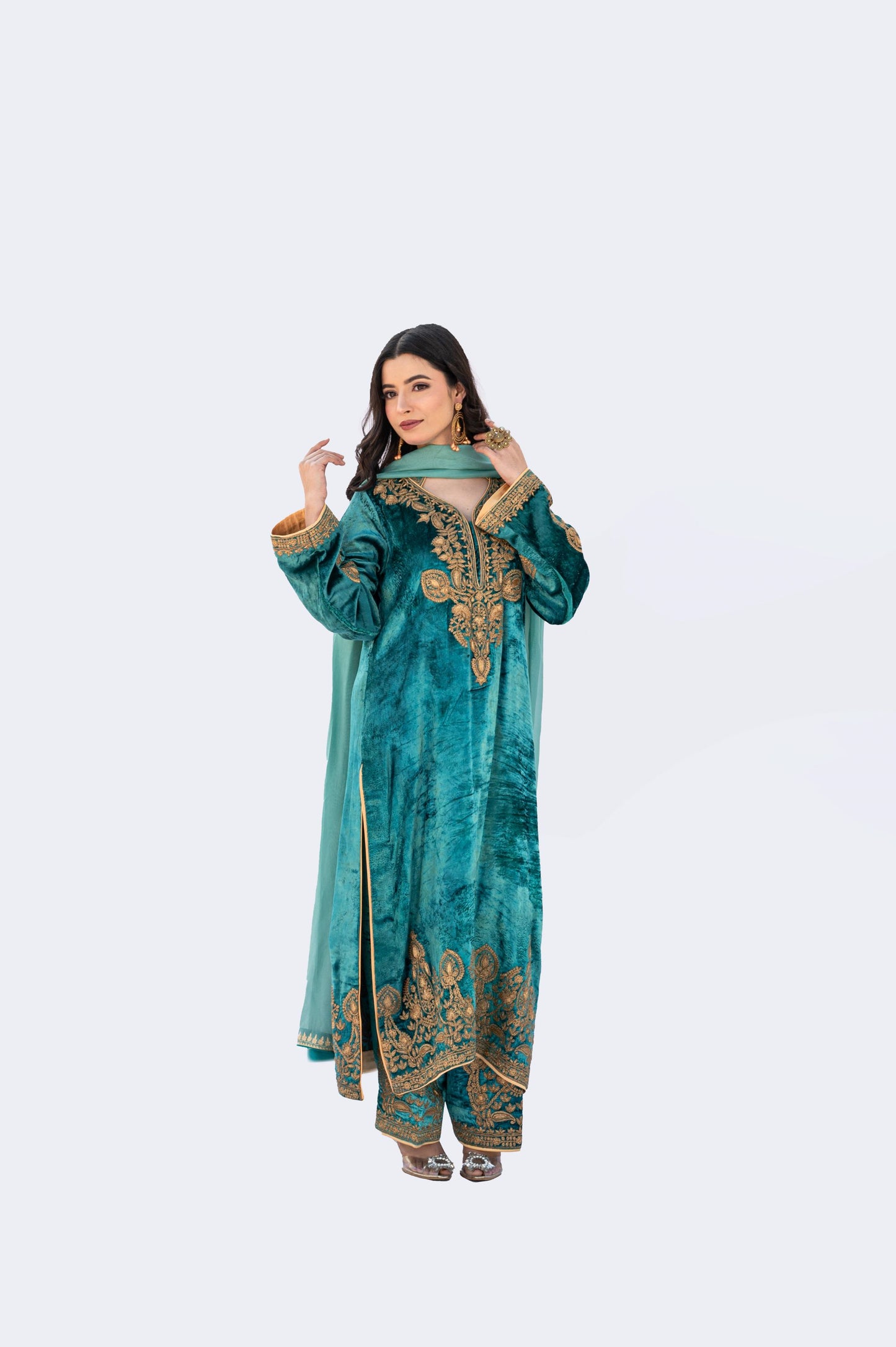 Teal shaneel heavy tilla suit