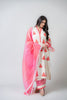 white mulmul suit with pink dupatta