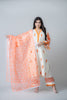 White Cotton Suit With Orange floral dupatta