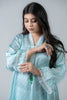 Light teal stripes modal satin kurta and pant