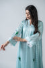Light teal stripes modal satin kurta and pant