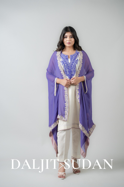 Purple Cape With Cotton Set