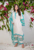 White mulmul suit with Teal dupatta