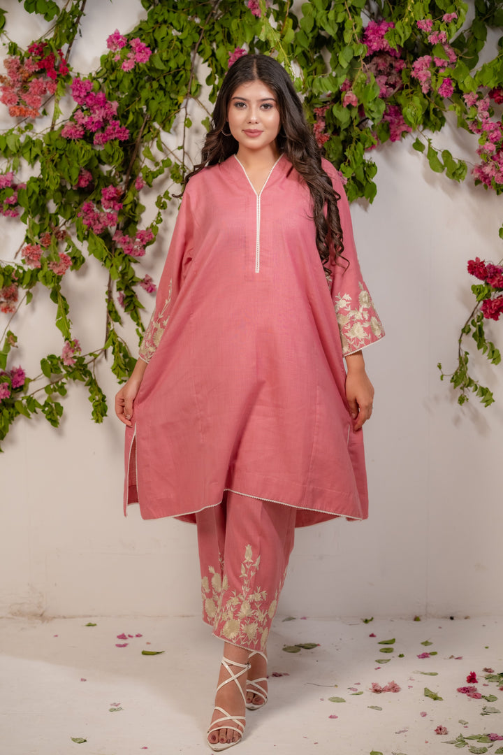 Dull pink cotton set