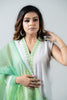 White Cotton Suit with green dupatta